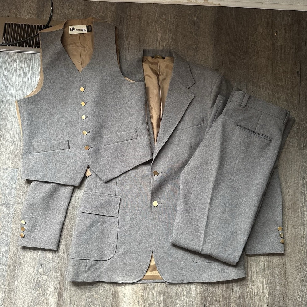 Levi's Panatela 3 Piece Suit Mens 42L Jacket Coat 34x32 Pants Disco 60s 70s